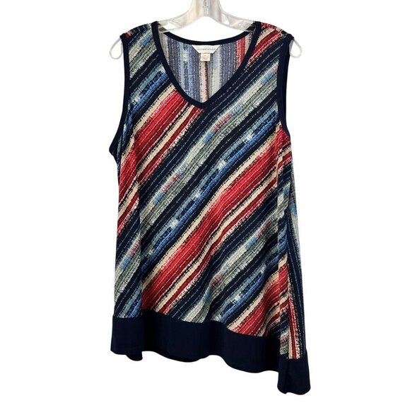 Christopher & Banks V-Neck Asymmetrical Hem Top Size XL Sleeveless - Picture 1 of 8